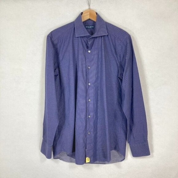 Peter Millar Mens Button Down Shirt Academia Church Career Dad Preppy Blue M - Picture 1 of 6